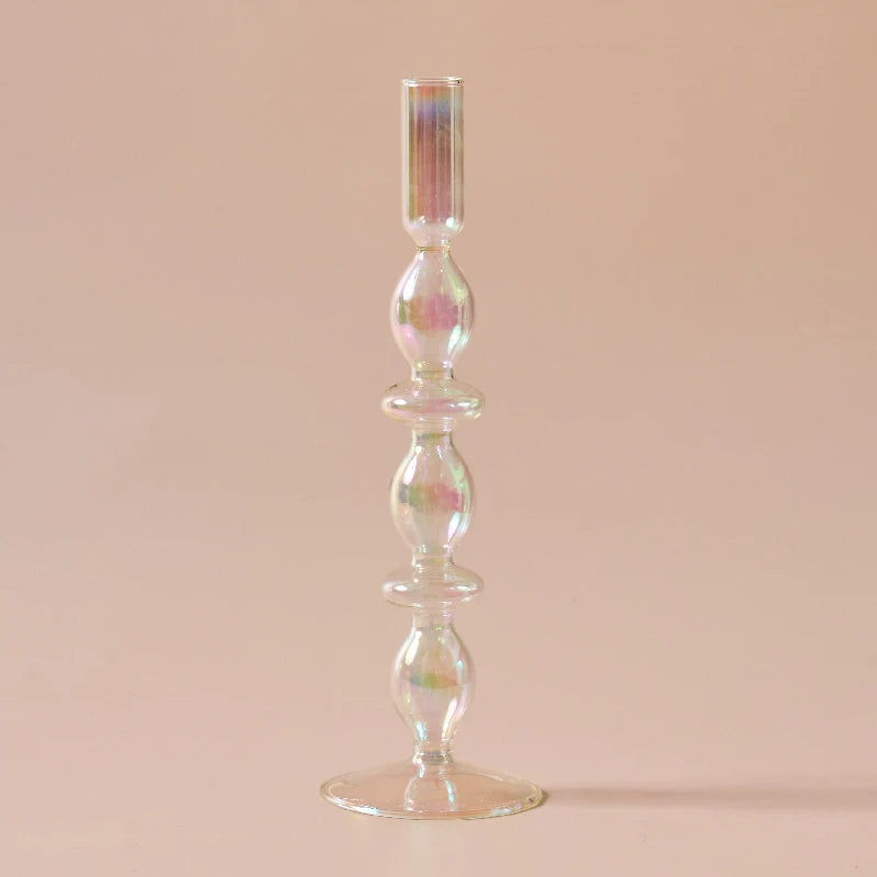 Iridescent Glass Candle Holder - Dewdrop Blossom