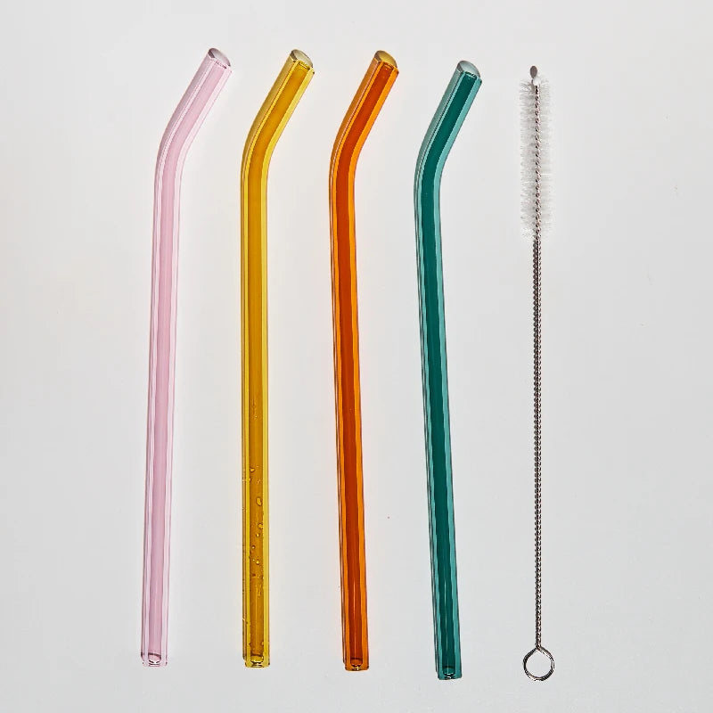 Colourful Glass Straw Set - Dewdrop Blossom