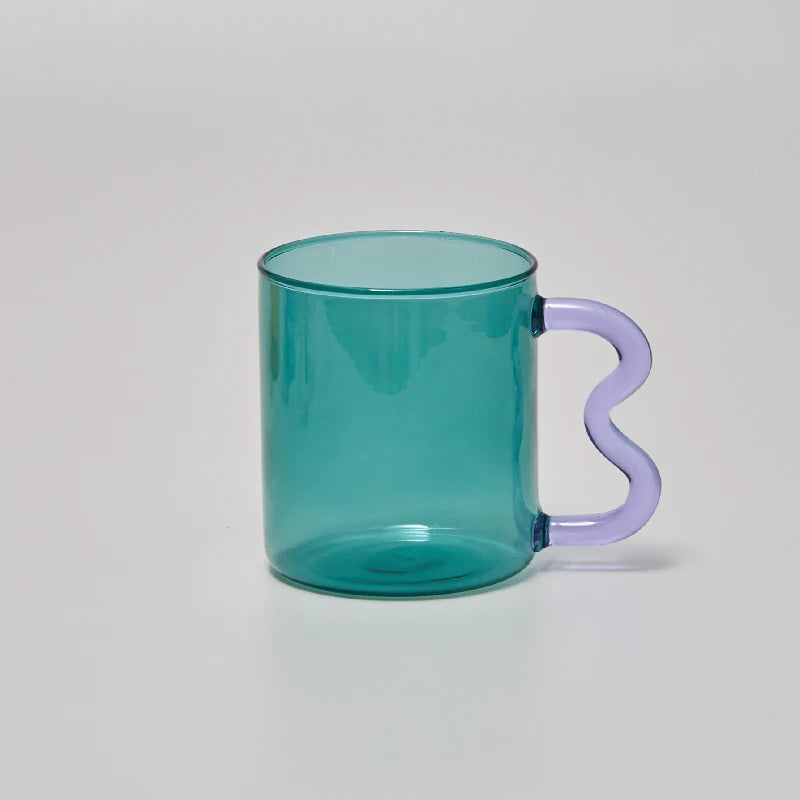 Two Tone Wavy Glass Mug - Dewdrop Blossom