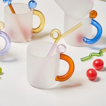 Two Tone Glass Straw - Dewdrop Blossom