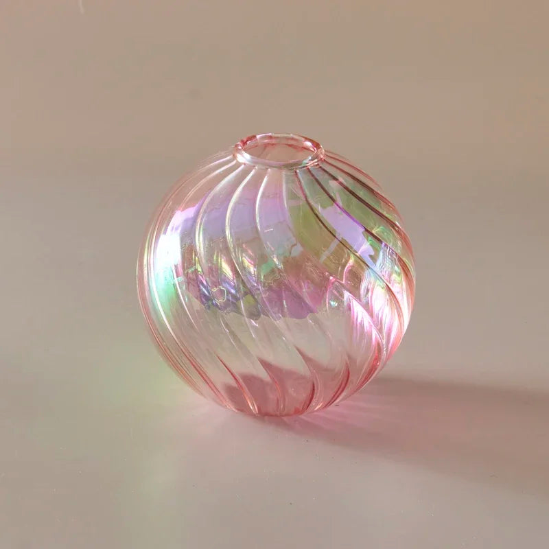 Iridescent Ball Glass Vase - Dewdrop Blossom