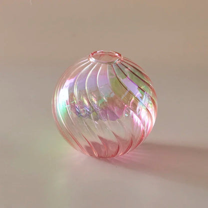 Iridescent Ball Glass Vase - Dewdrop Blossom