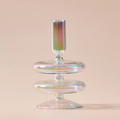 Iridescent Glass Candle Holder - Dewdrop Blossom