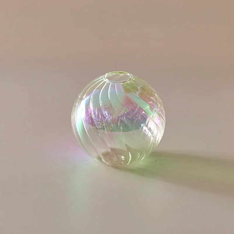 Iridescent Ball Glass Vase - Dewdrop Blossom