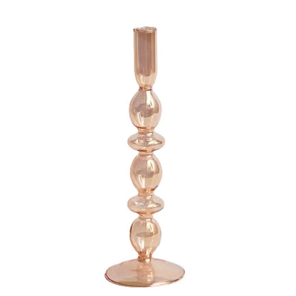 Champagne Taper Glass Candle Holder - Dewdrop Blossom