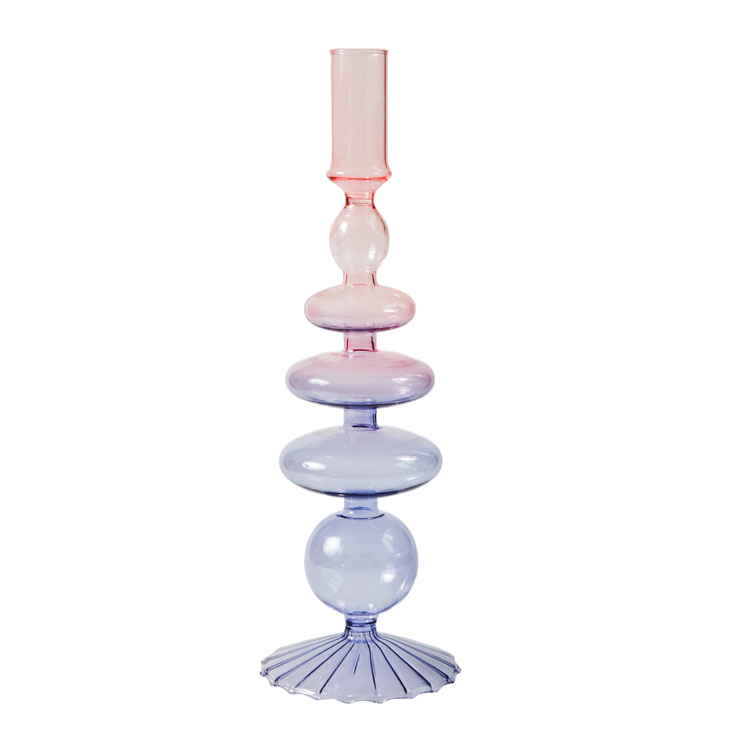 Lilac and Pink Taper Glass Candle Holder - Dewdrop Blossom