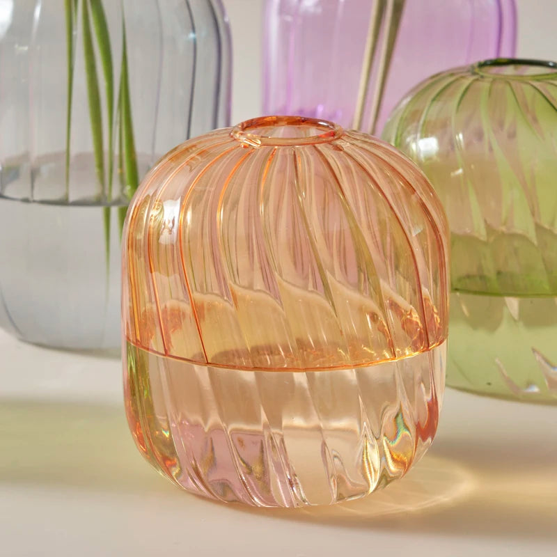 Wavy Colourful Glass Vase - Dewdrop Blossom