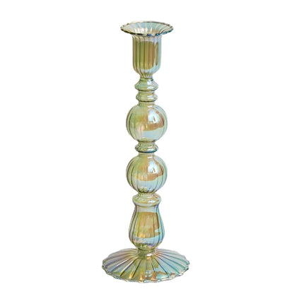 Pine Green Glass Candle Holder - Dewdrop Blossom