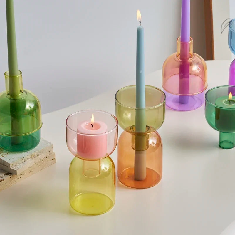 Two Tone Glass Candle Holder - Dewdrop Blossom