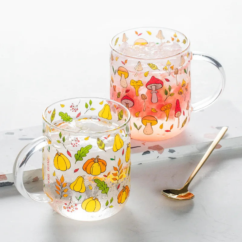 Autumnal Glass Mug - Dewdrop Blossom