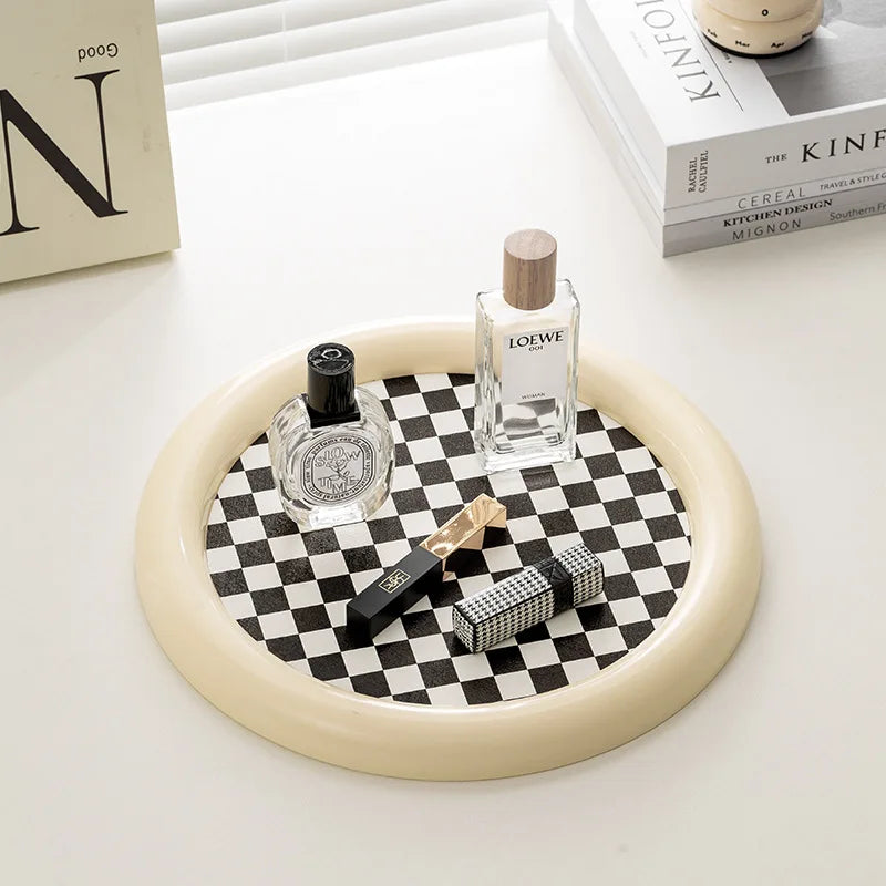 Checkerboard Design Rotatable Tray