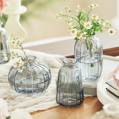 Mini Glass Plant Vase in Gray - Dewdrop Blossom