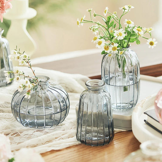 Mini Glass Plant Vase in Gray - Dewdrop Blossom