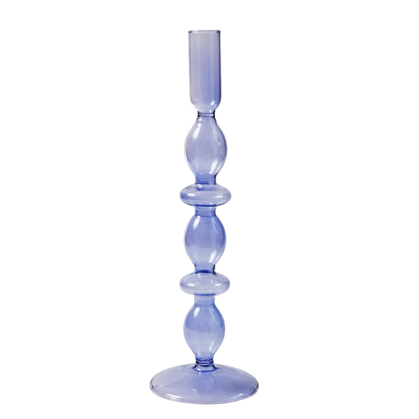 Lilac and Pink Taper Glass Candle Holder - Dewdrop Blossom