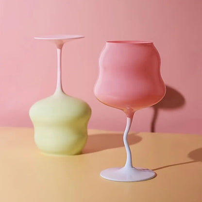 Pastel Wavy Wine Glass