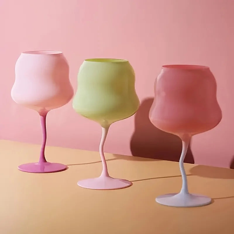 Pastel Wavy Wine Glass