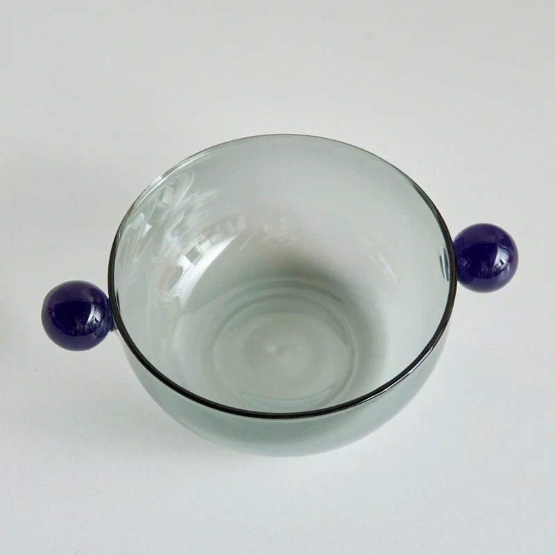 Two Tone Dessert Glass Bowl - Dewdrop Blossom