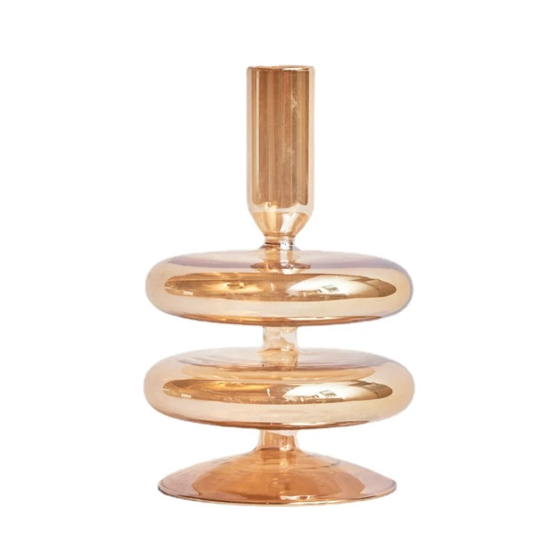 Champagne Taper Glass Candle Holder - Dewdrop Blossom