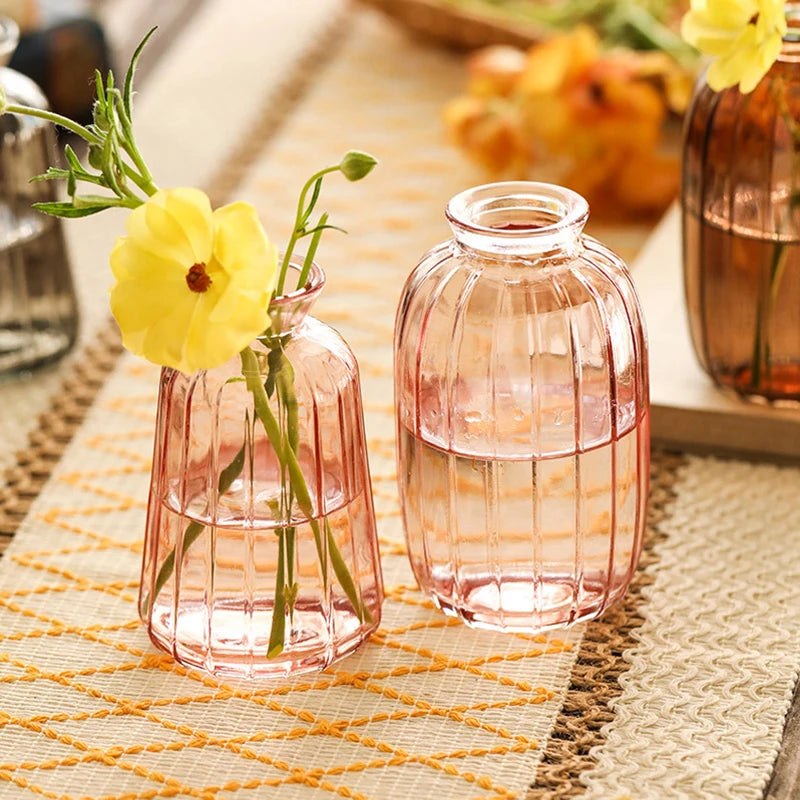 Mini Glass Plant Vase in Pink - Dewdrop Blossom