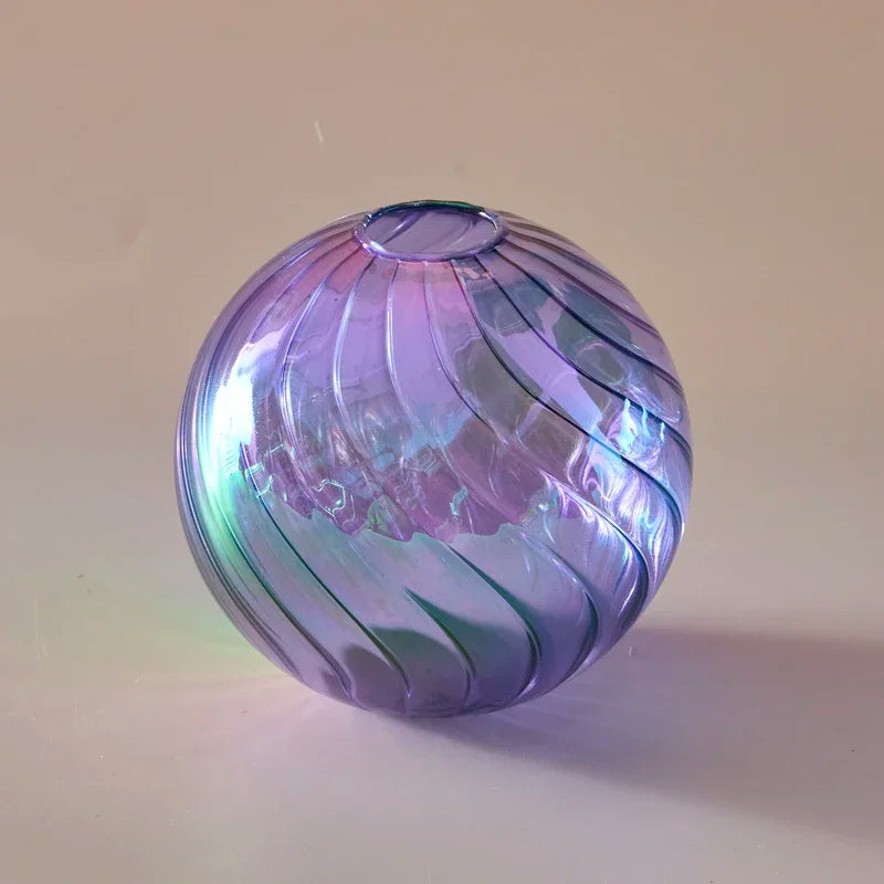 Iridescent Ball Glass Vase - Dewdrop Blossom