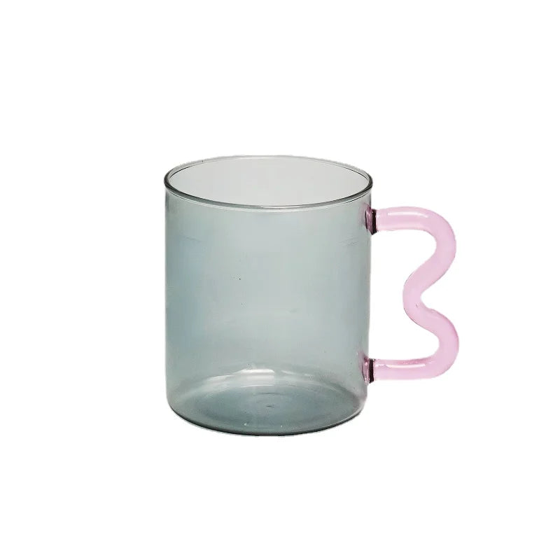 Two Tone Wavy Glass Mug - Dewdrop Blossom