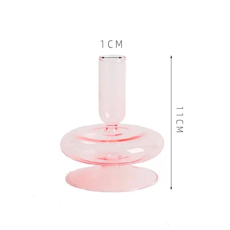 Abstract Taper Glass Candle Holder - Dewdrop Blossom