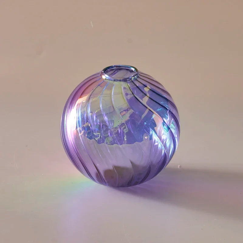 Iridescent Ball Glass Vase - Dewdrop Blossom