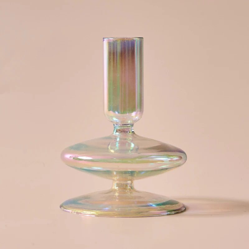 Iridescent Glass Candle Holder - Dewdrop Blossom