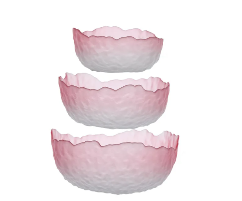 Lotus Mist Gradient Glass Bowl in Pink - Dewdrop Blossom